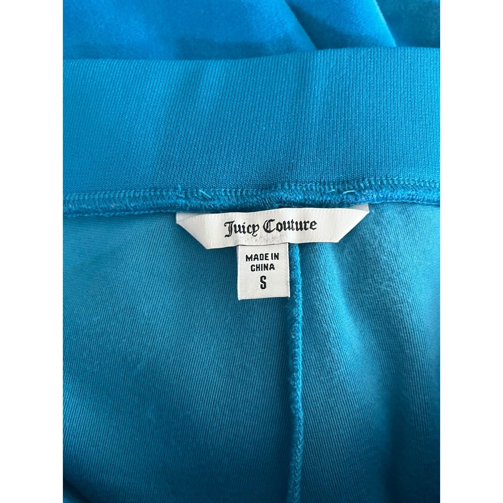 Juicy Couture‎ Blue Velour Rhinestone Logo Track Pants Small Y2K Straight Leg - Picture 4 of 5